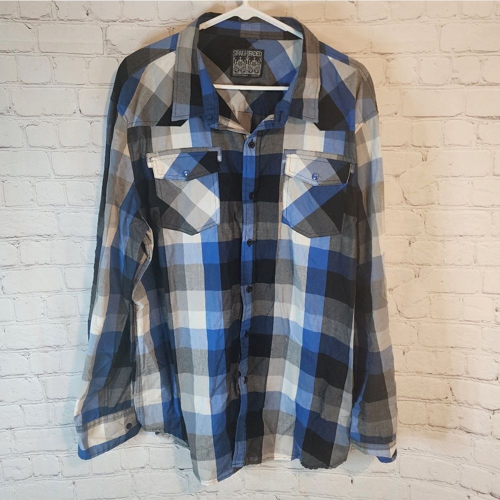 Men's Straight Faded longsleeve button-down shirt, size XXL
